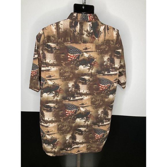 Red Head Mens XL Short Sleeve Shirt Helicopter Jeep US Flag Patriotic - Picture 4 of 8